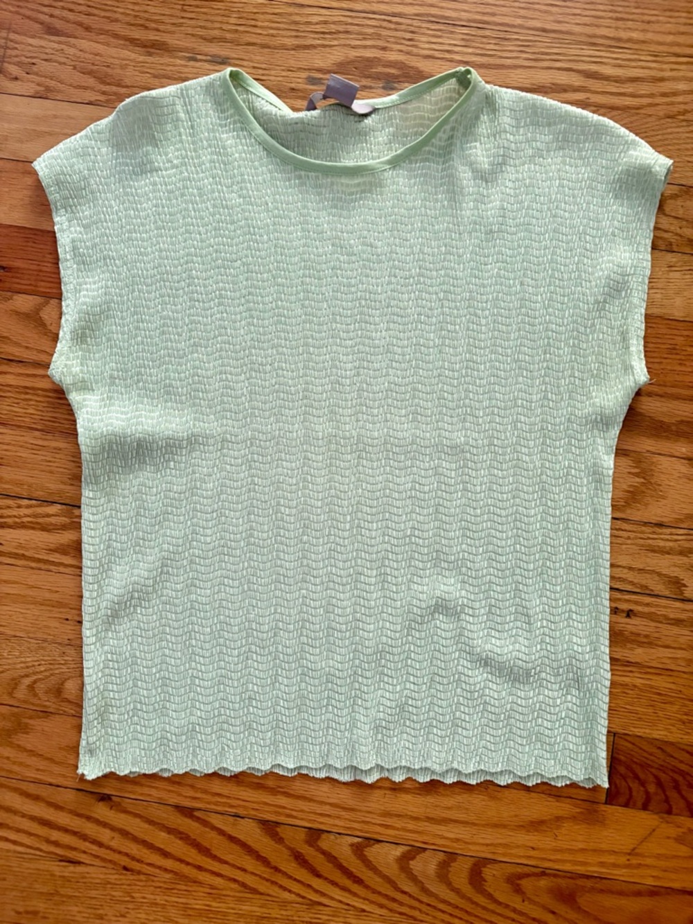 TanJay Sage Green Short Sleeve Textured Knit Top